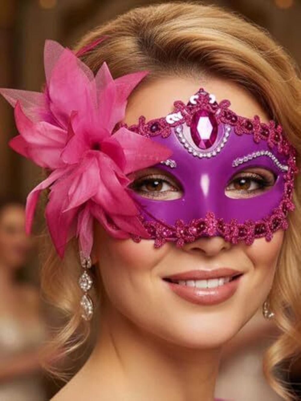 8440 Black Masquerade Mask Flower Venetian Ball Masks Lace Mardi Gras